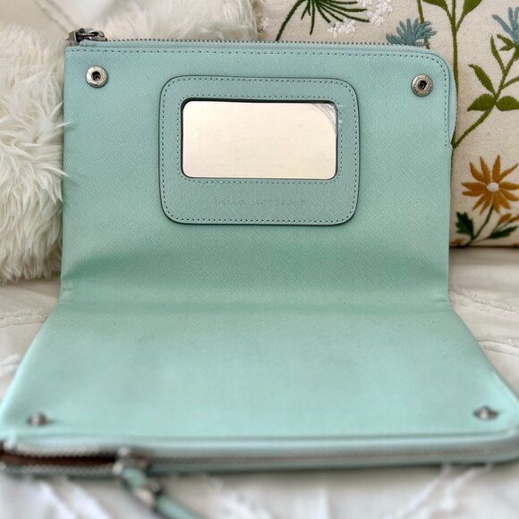 NWOT Mint Green Stella & Dot Double Zip Clutch w/Laser Cut Design - Picture 2 of 9